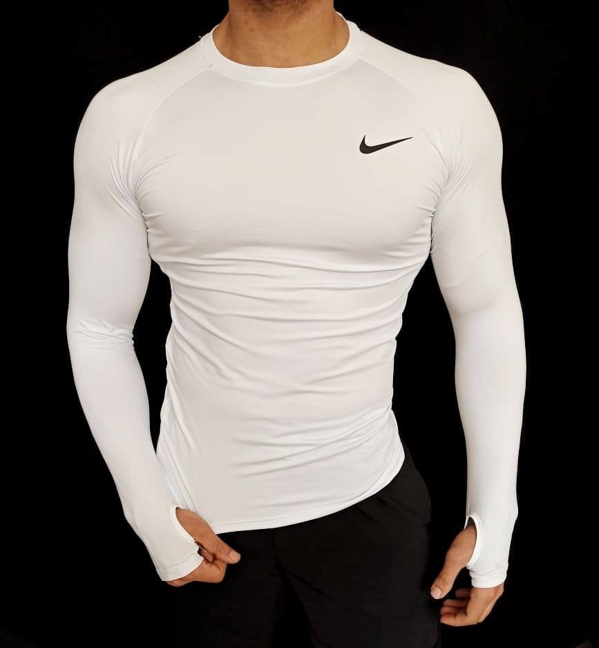 Nike Pro Compression Long Sleeve White – with fingers – Abdalla Store