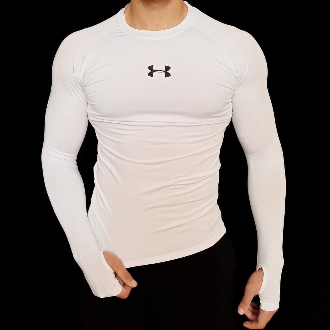 meet Meter roller underarmour Compression Long Sleeve White – with fingers – Abdalla Store